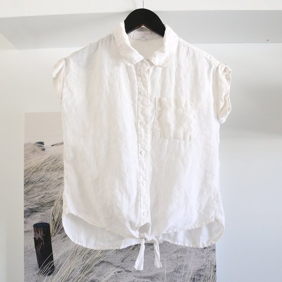 Bella Dahl Other - Bella Dahl Girl Linen Sleeveless Tie Waist Button Down White Shirt